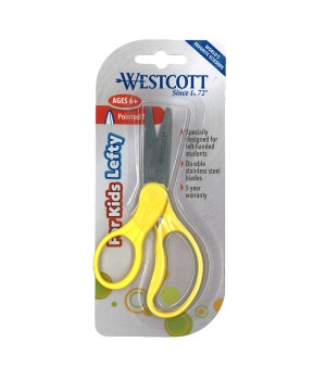 School Left-Handed Kids Scissors, Assorted Colors, 5" Pointed