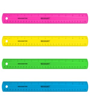 12" Shatterproof Ruler with Anti-Microbial, Assorted Translucent Colors