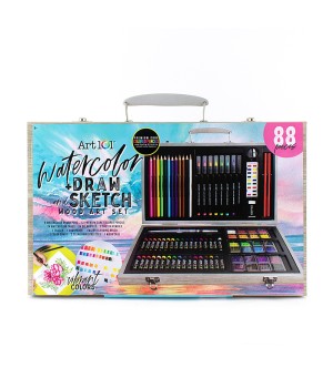 Watercolor, Draw & Sketch Wood Art Set, 88 Pieces