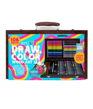 Draw & Color Wood 106-Piece Art Set