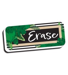 Magnetic Whiteboard Eraser, Boho Style Leaves with Border, 2" x 5"