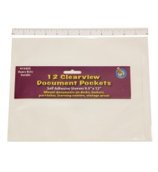 Clear View Self-Adhesive Document Pocket 9" x 12", Pack of 12