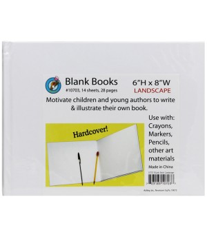 Hardcover Blank Book, 8" x 6" Landscape, White