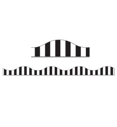 Magnetic Border, Black Vertical Stripes on White, 12'