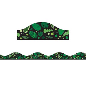 Magnetic Scallop Border, Greenery on Black, 12 Feet