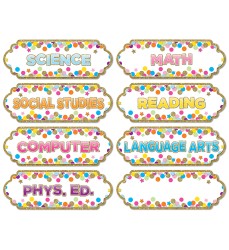 Magnetic Die-Cut Timesavers & Labels, Confetti Classroom Subjects