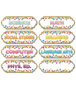 Magnetic Die-Cut Timesavers & Labels, Confetti Classroom Subjects