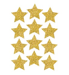 Die-Cut Magnets, 3" Gold Sparkle Stars, Pack of 12