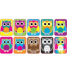 Non-Magnetic Mini Whiteboard Erasers, Color Owls, Pack of 10