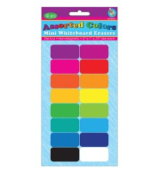 Non-Magnetic Mini Whiteboard Erasers, Assorted Colors, Pack of 16