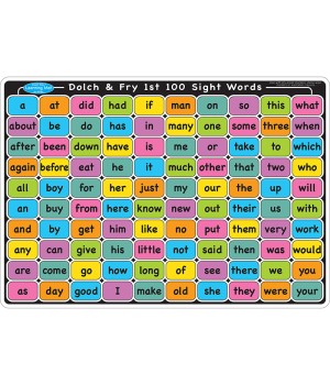 Smart Poly Learning Mat, 12" x 17", Double-Sided, Sight Words 1st & 2nd 100