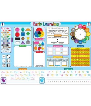 Placemat Studio Smart Poly® Early Learning Education Basics Learning Placemat, 13" x 19", Single Sided, Pack of 10