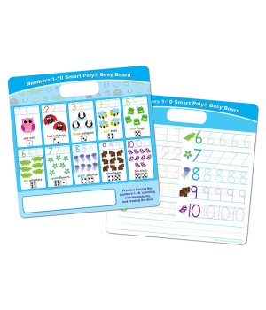 Smart Poly® Educational Activity Busy Board, Dry Erase with Marker, 10-3/4" x 10-3/4", Numbers 1 to 10