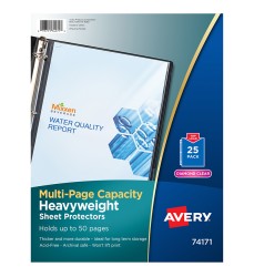 Clear Heavyweight Multi-Page Capacity Sheet Protectors, Holds 8-1/2" x 11" Sheets, Top Load, Pack of 25