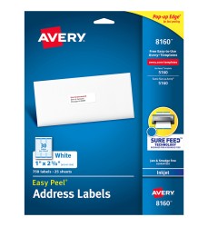 Easy Peel® Address Labels, Sure Feed Technology, Permanent Adhesive, 1" x 2-5/8", 750 Labels