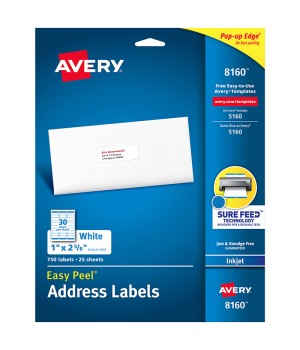 Easy Peel® Address Labels, Sure Feed Technology, Permanent Adhesive, 1" x 2-5/8", 750 Labels