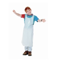 Bib Style Kids Disposable Aprons, White, Pack of 100
