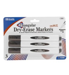 Triangle Dry-Erase Markers, Chisel Tip, Black, Pack of 3