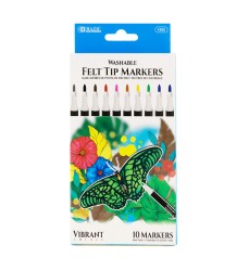 Felt Tip Washable Markers, 10 Colors