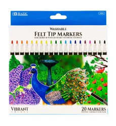 Felt Tip Washable Markers, 20 Colors
