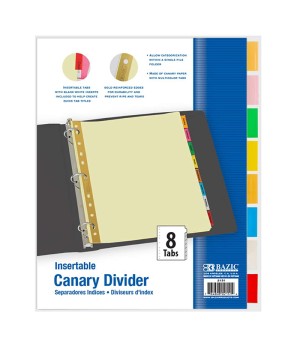 Canary Paper Dividers with Insertable Color Tabs, Pack of 8