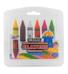 Double-Ended Premium Super Jumbo Crayons, 12 Colors