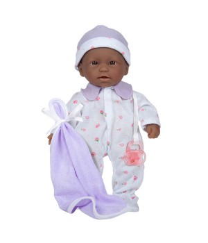 La Baby Soft 11" Baby Doll, Purple with Blanket, African-American