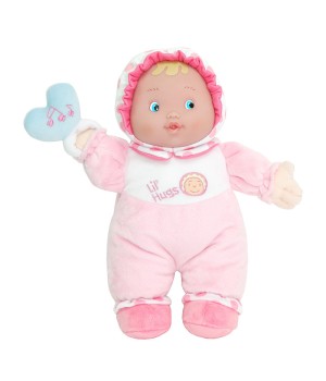 Lil' Hugs Baby's First Soft Doll, Vinyl Face, Pastel Outfits with Rattle, 12" Caucasian