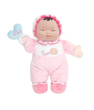 Lil' Hugs Baby's First Soft Doll, Vinyl Face, Pastel Outfits with Rattle, 12" Asian