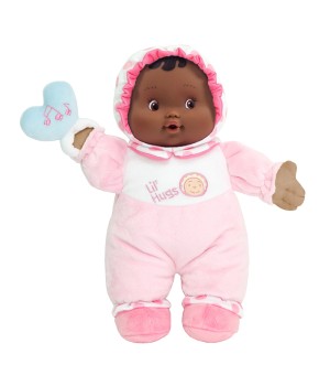 Lil' Hugs Baby's First Soft Doll, Vinyl Face, Pastel Outfits with Rattle, 12" Hispanic
