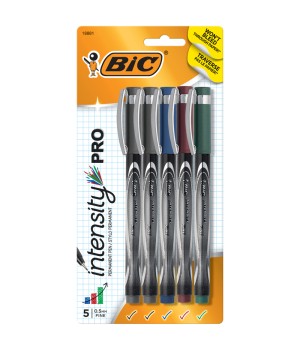 Intensity® Pro Marker Pen, Fine Point (0.5mm), Assorted Colors, 5-Count