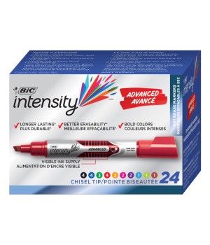 Intensity Advanced Dry Erase Marker, Tank Style, Chisel Tip, Assorted Colors, Pack of 24