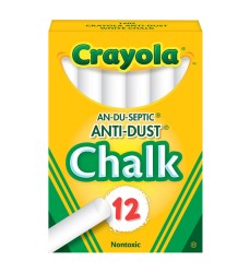 Anti-Dust® Chalkboard Chalk, White, 12 Count