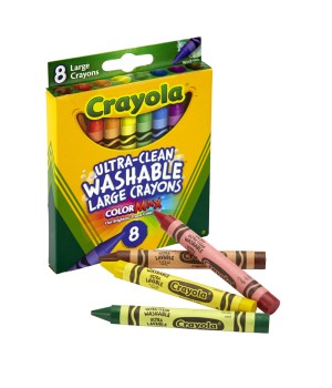 Ultra-Clean Washable Crayons, Large Size, 8 Colors