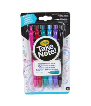 Take Note! Washable Gel Pens, Pack of 6