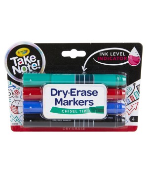 Take Note Chisel Tip Dry Erase Marker, Pack of 4