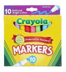 Broad Line Markers, Bold & Bright Colors, Pack of 10