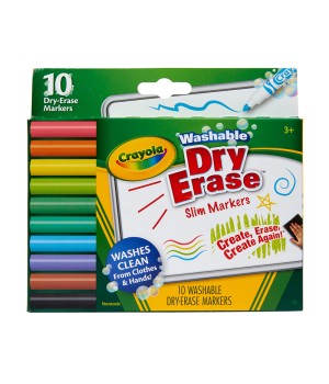 Washable Slim Dry Erase Markers, 10 Count
