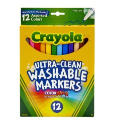 Ultra-Clean Markers, Fine Line, Assorted Colors, 12 Count