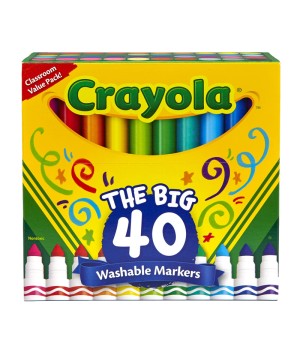 Washable Markers, Broad Line, Assorted Colors, Pack of 40