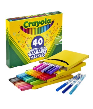 Ultra-Clean Fine Line Washable Markers, Assorted, 40 Count