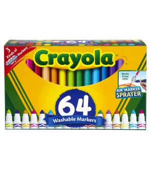 Washable Markers, Broad Line, Assorted Colors, Pack of 64