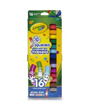 Pip Squeaks Washable Markers, Conical Tip, 16 Count