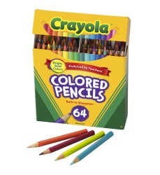 Short Colored Pencils, 64 Count with Sharpener