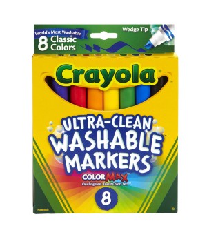 Ultra-Clean Washable Markers, Wedge Tip, 8 Count