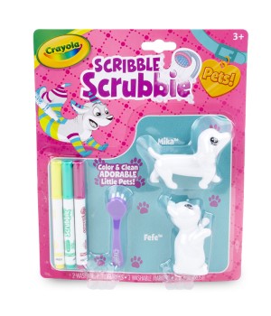 Scribble Scrubbie Pets 2-Pack Animal Toy Set, Cat & Dog