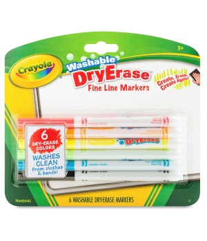 Washable Dry Erase Markers, 6 Colors