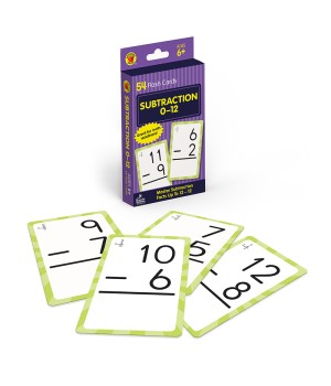Subtraction 0 to 12 Flash Cards, 54 Cards