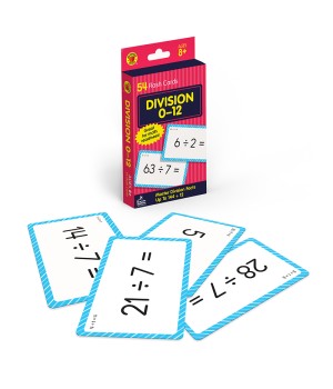 Division 0 to 12 Flash Cards, 54 Cards