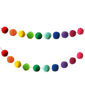 Rainbow Pom-Pom Garland, 12 Feet, Pack of 2